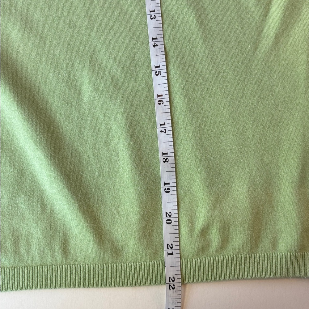 TWO! Lands’ End 3/4 Sleeve V-Neck Cotton Sweater Classics in White and Green - Picture 5 of 8